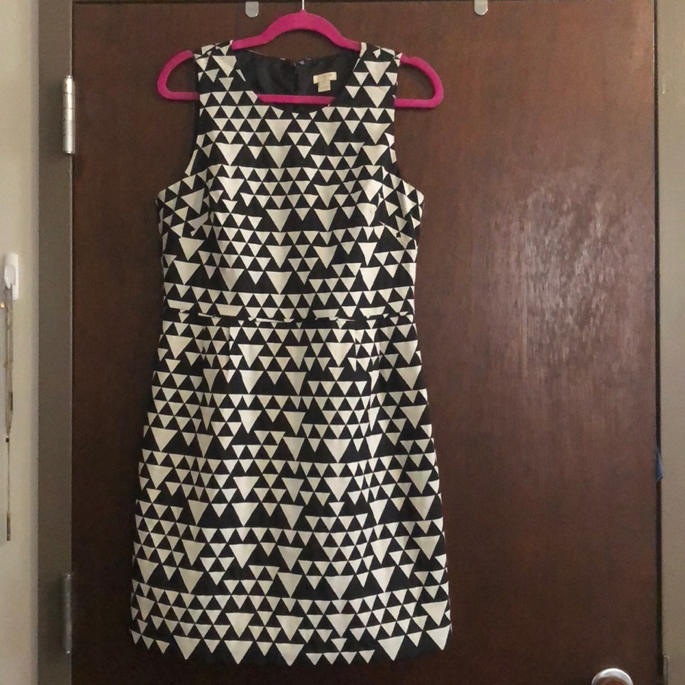 J Crew geometric black and white dress 10